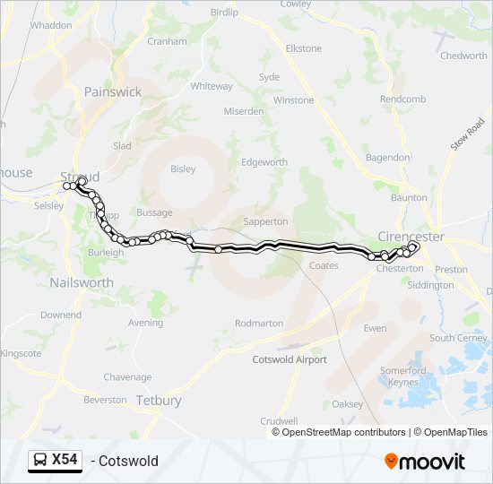 X54 Bus Line Map