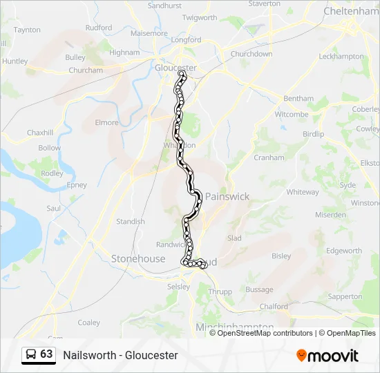 63 Route: Schedules, Stops & Maps - Stroud Merrywalks N (Updated)