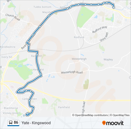 Bus 86 Route Map 86 Route: Schedules, Stops & Maps - Yate (Updated)