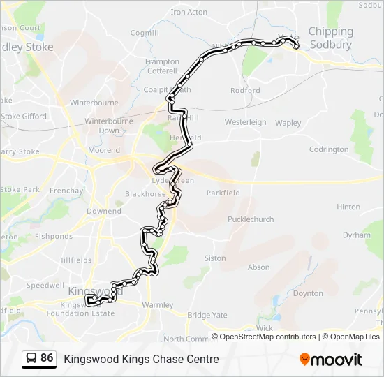 86 Route: Schedules, Stops & Maps - Kingswood Kings Chase Centre (Updated)