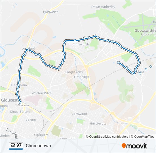 Bus 97 Route Map 97 Route: Schedules, Stops & Maps - Churchdown (Updated)