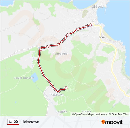 55 Bus Line Map