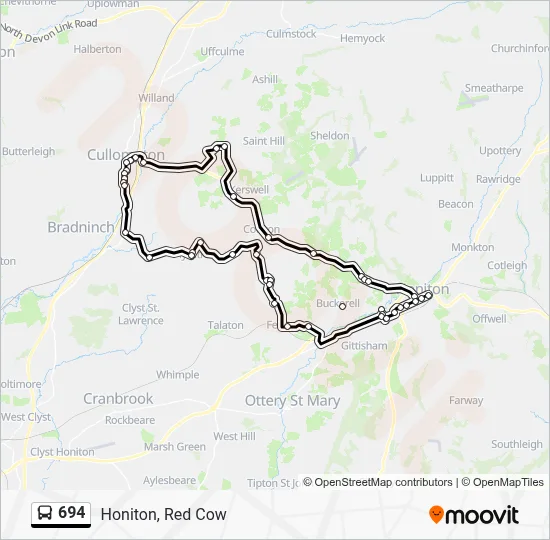 694 Route - East Devon: Schedules, Stops & Maps - Honiton, Red Cow ...