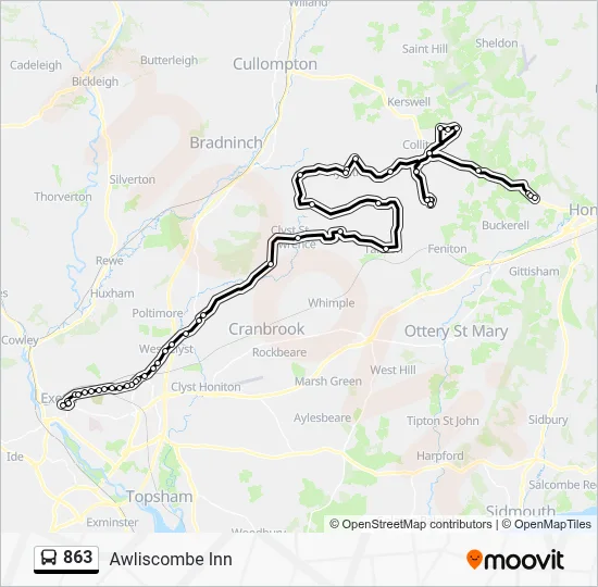 863 Route: Schedules, Stops & Maps - Awliscombe Inn (Updated)