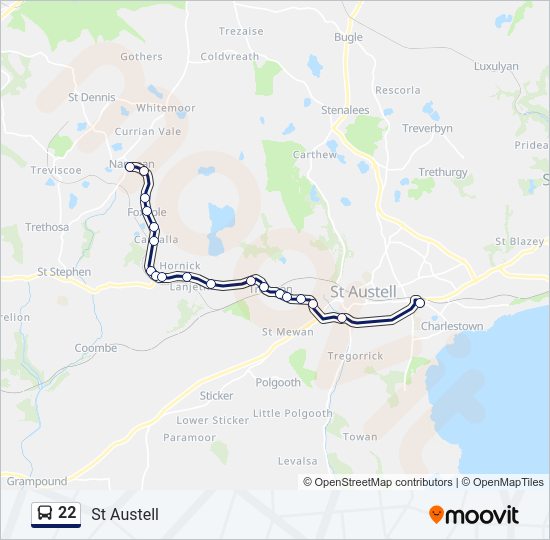 22 bus Line Map