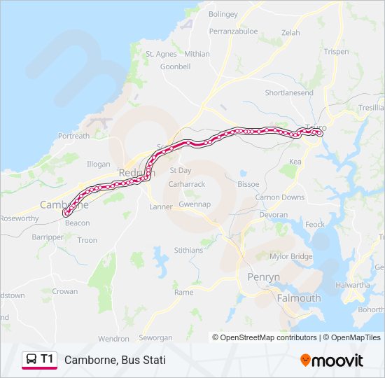 T1 Bus Line Map