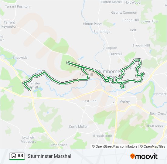 Bus 88 Route Map 88 Route: Schedules, Stops & Maps - Sturminster Marshall (Updated)