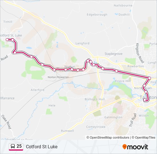 25 Route: Schedules, Stops & Maps - Cotford St Luke (Updated)