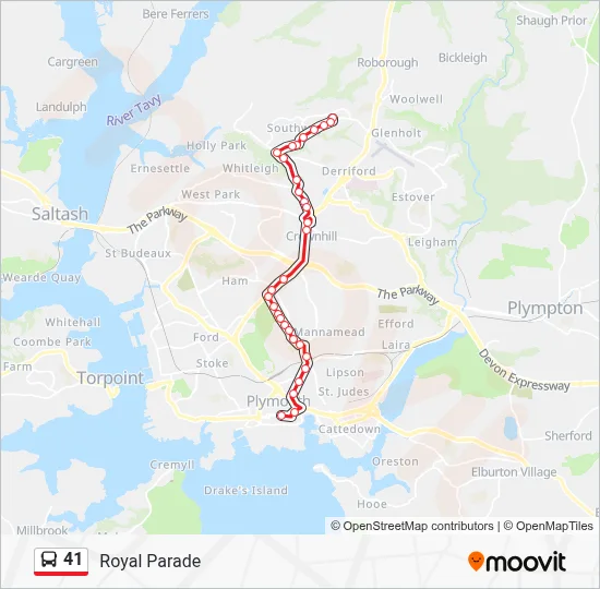 41 Route - Plymouth: Schedules, Stops & Maps - Royal Parade (Updated)