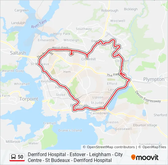 Cct Bus Schedule Route 50 50 Route: Schedules, Stops & Maps - Derriford (Updated)