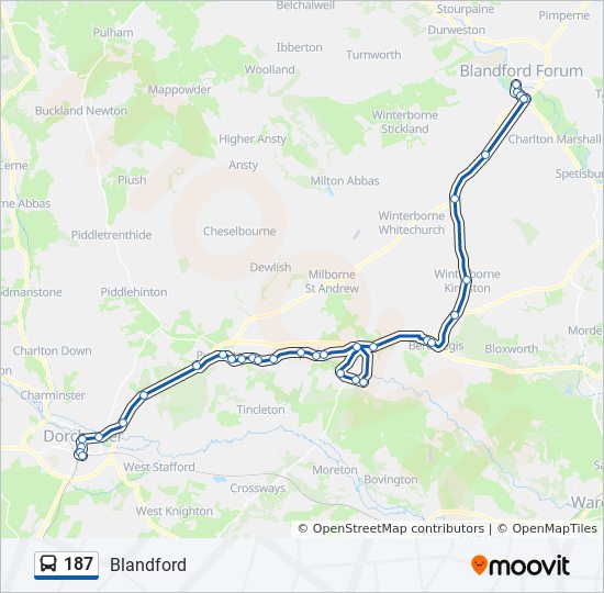 Bus 187 Route Map 187 Route: Schedules, Stops & Maps - Blandford (Updated)