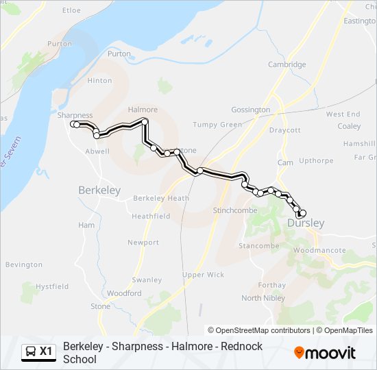 X1 bus Line Map