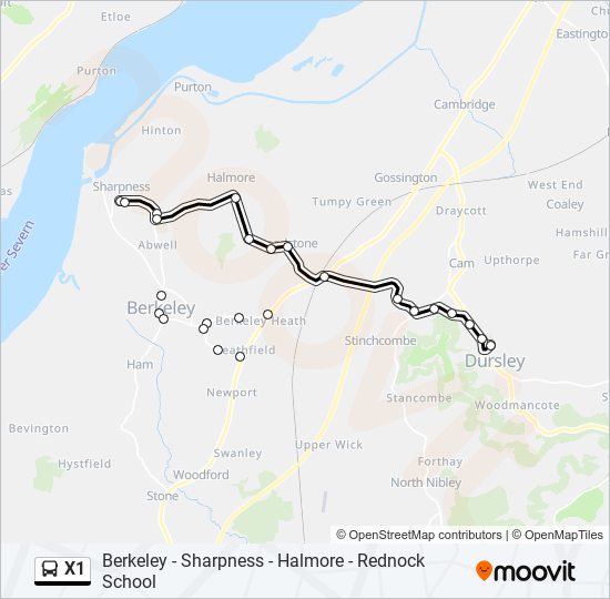 X1 bus Line Map