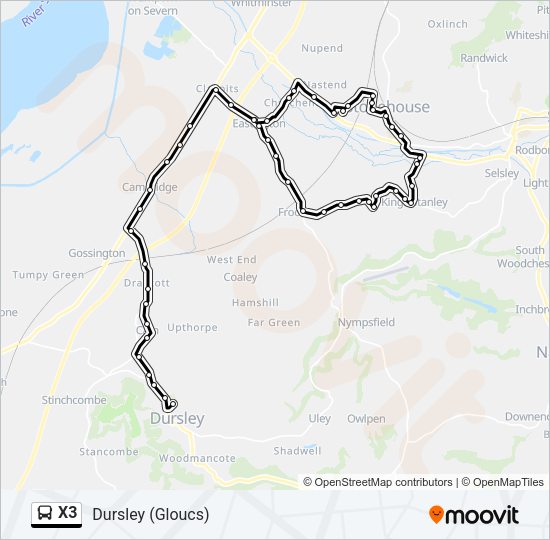 X3 Bus Line Map