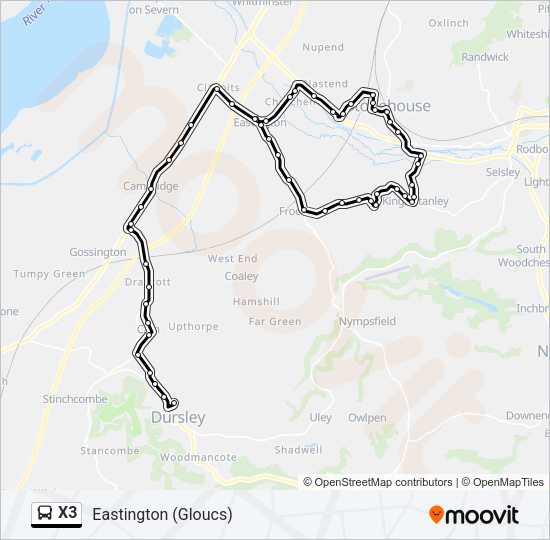 X3 Bus Line Map