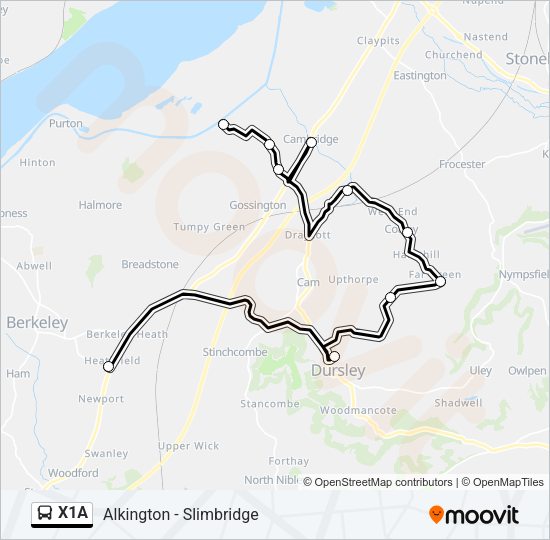 X1A Bus Line Map