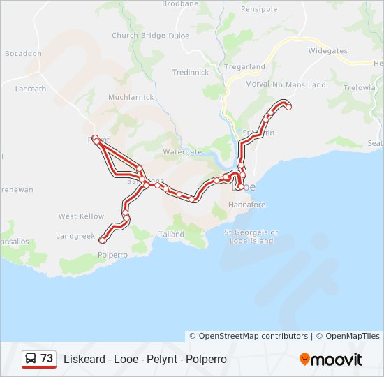 Bus 73 Route Map 73 Route: Schedules, Stops & Maps - Looe (Updated)