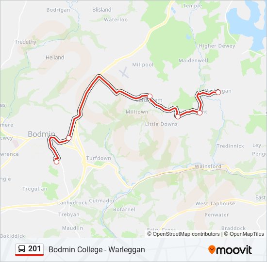 Bus 201 Route Map 201 Route: Schedules, Stops & Maps - Bodmin (Updated)