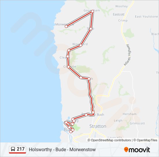 217 bus Line Map