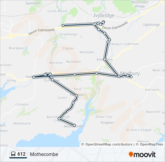 612 Bus Route Map 612 Route: Schedules, Stops & Maps - Mothecombe (Updated)