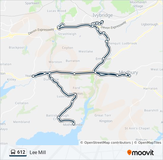 612 Bus Route Map 612 Route: Schedules, Stops & Maps - Lee Mill (Updated)