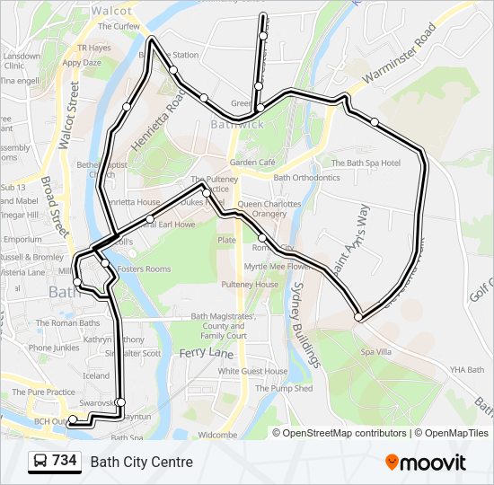 734 Bus Line Map