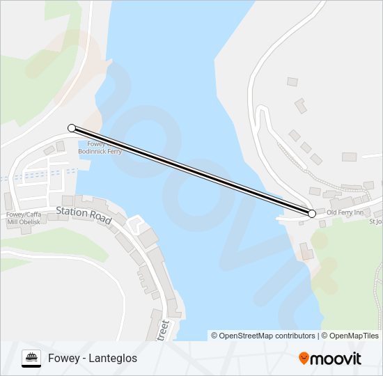 FOWEY - BODINNICK FERRY Ferry Line Map