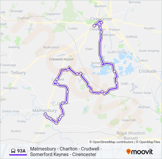 93A bus Line Map