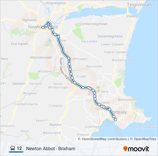 Bus 12 Route Map 12 Route: Schedules, Stops & Maps - Torquay Harbour (Updated)