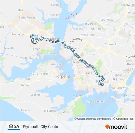 2a Route Schedules, Stops & Maps Plymouth City Centre (Updated)