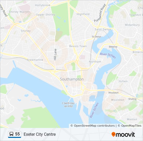 Bus 55 Route Map 55 Route: Schedules, Stops & Maps - Exeter City Centre (Updated)