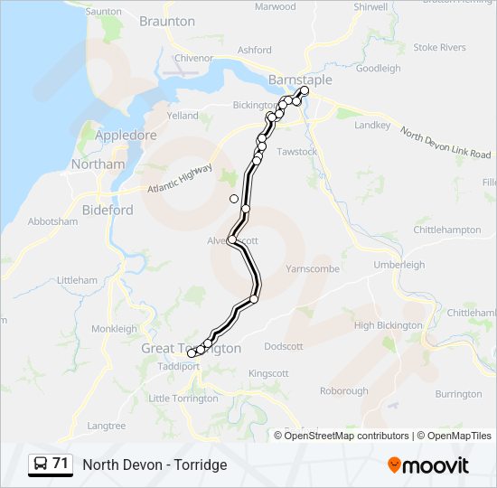 71 Bus Line Map