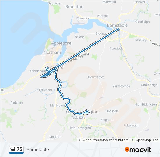 Bus 75 Route Map 75 Route: Schedules, Stops & Maps - Barnstaple (Updated)