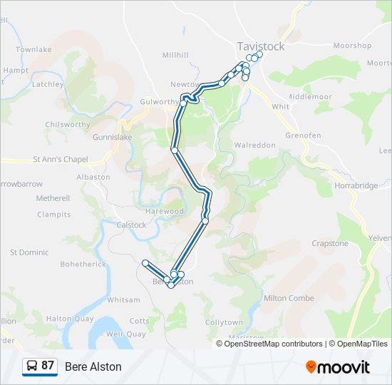 Bus 87 Route Map 87 Route: Schedules, Stops & Maps - Bere Alston (Updated)