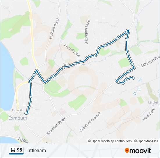 Bus 98 Route Map 98 Route: Schedules, Stops & Maps - Littleham (Updated)