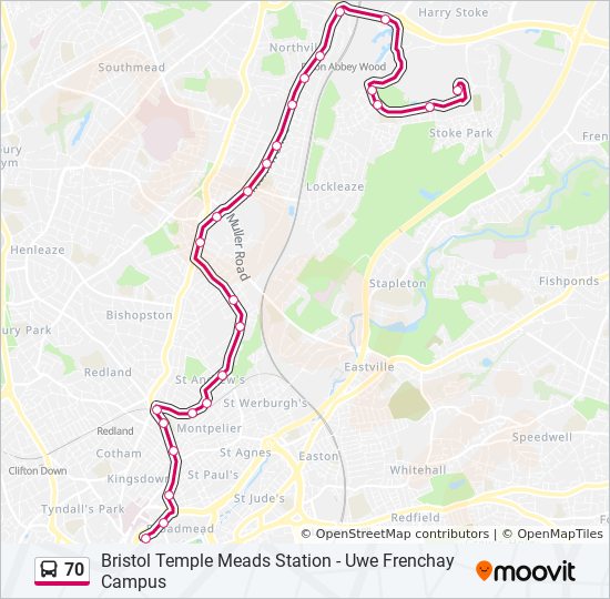 Bus 70 Route Map 70 Route: Schedules, Stops & Maps - Broadmead (Updated)