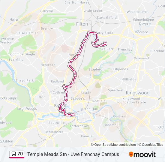 70 Route Schedules Stops Maps Temple Meads Updated 