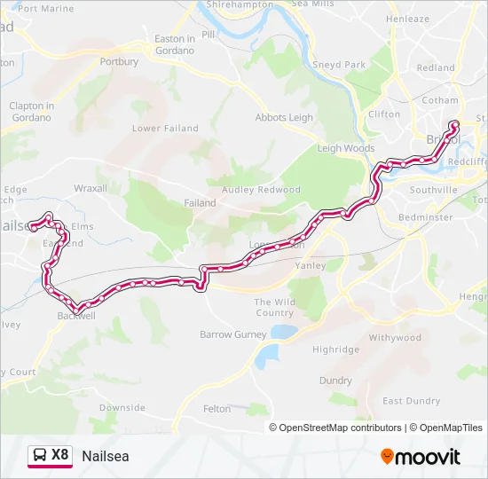X8 Bus Line Map