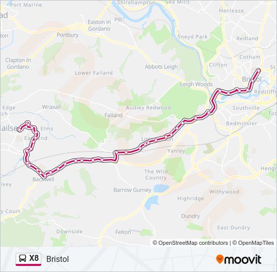 X8 bus Line Map