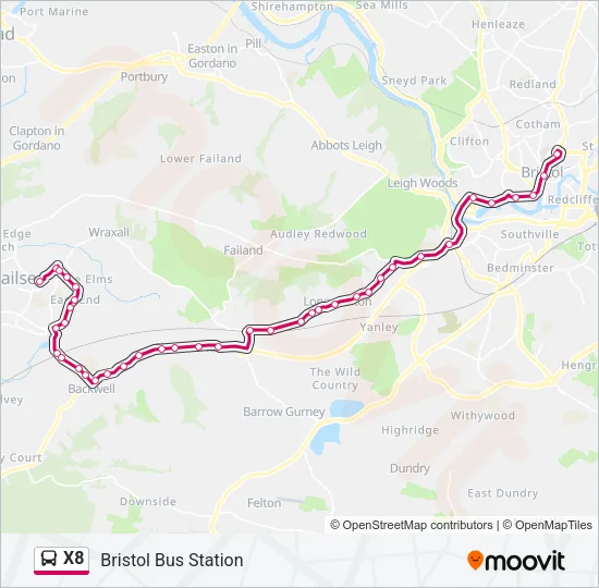 X8 Bus Line Map