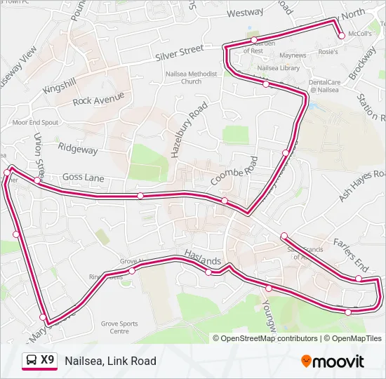 X9 Bus Line Map