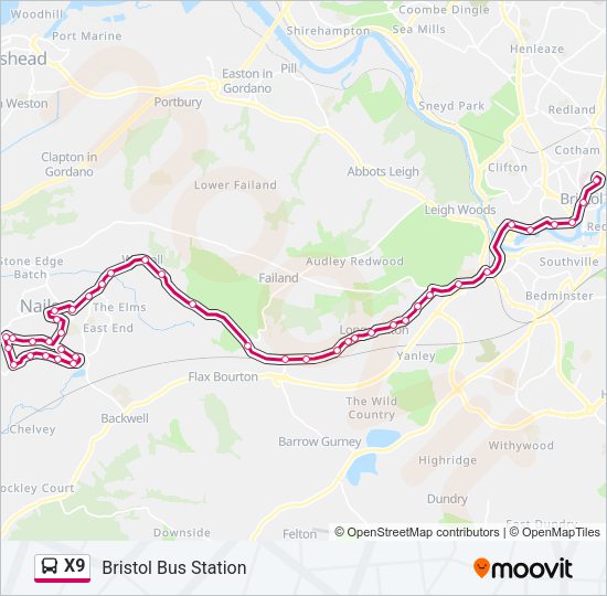 X9 Bus Line Map