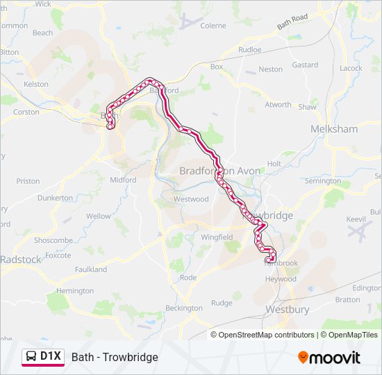D1X Bus Line Map