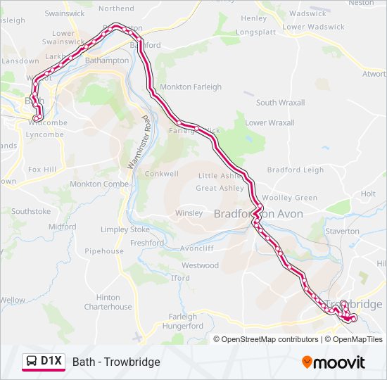 D1X Bus Line Map