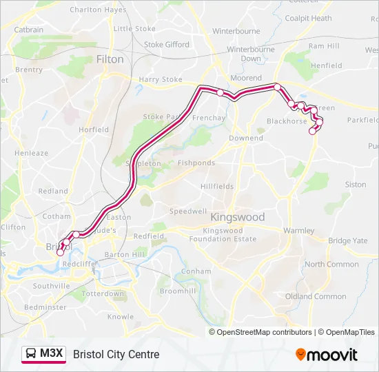 M3X Bus Line Map