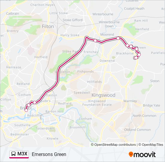 M3X Bus Line Map