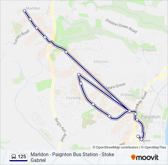 Bus 125 Route Map 125 Route: Schedules, Stops & Maps - Paignton (Updated)