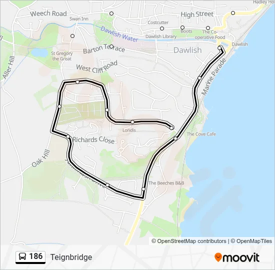 186 Route - Teignbridge: Schedules, Stops & Maps - Dawlish Sainsburys ...