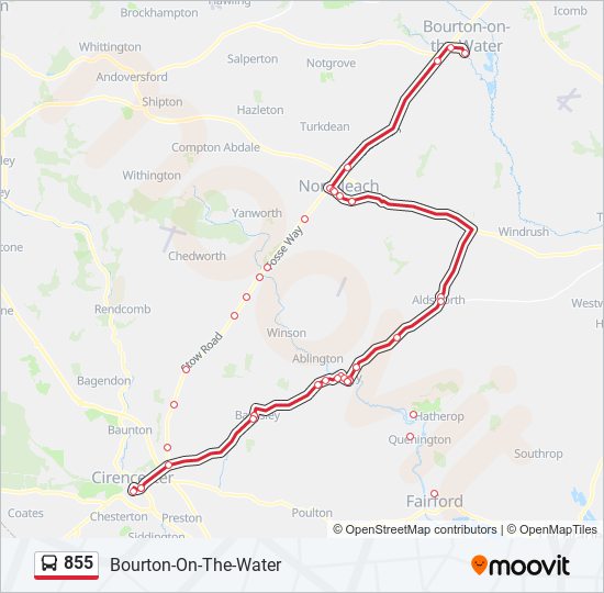 Bus 855 Route Map 855 Route: Schedules, Stops & Maps - Bourton-On-The-Water (Updated)