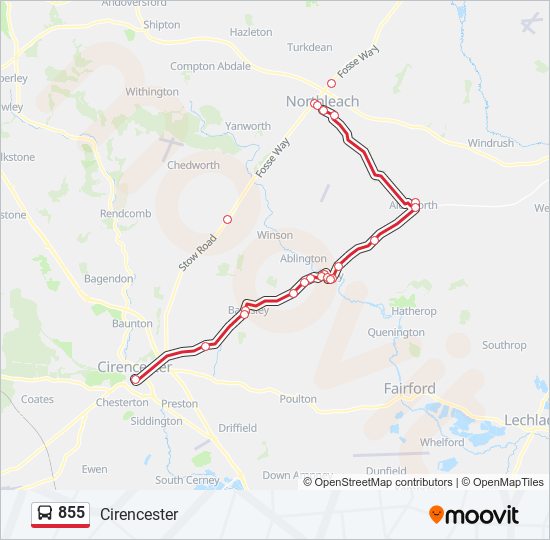 Bus 855 Route Map 855 Route: Schedules, Stops & Maps - Cirencester (Updated)